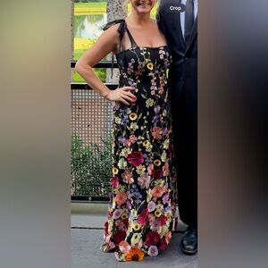 Lulu's Black 3D Floral Maxi Dress - Medium